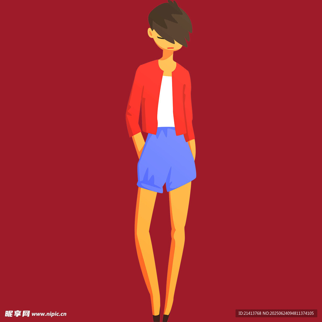 红衣女子时尚背影