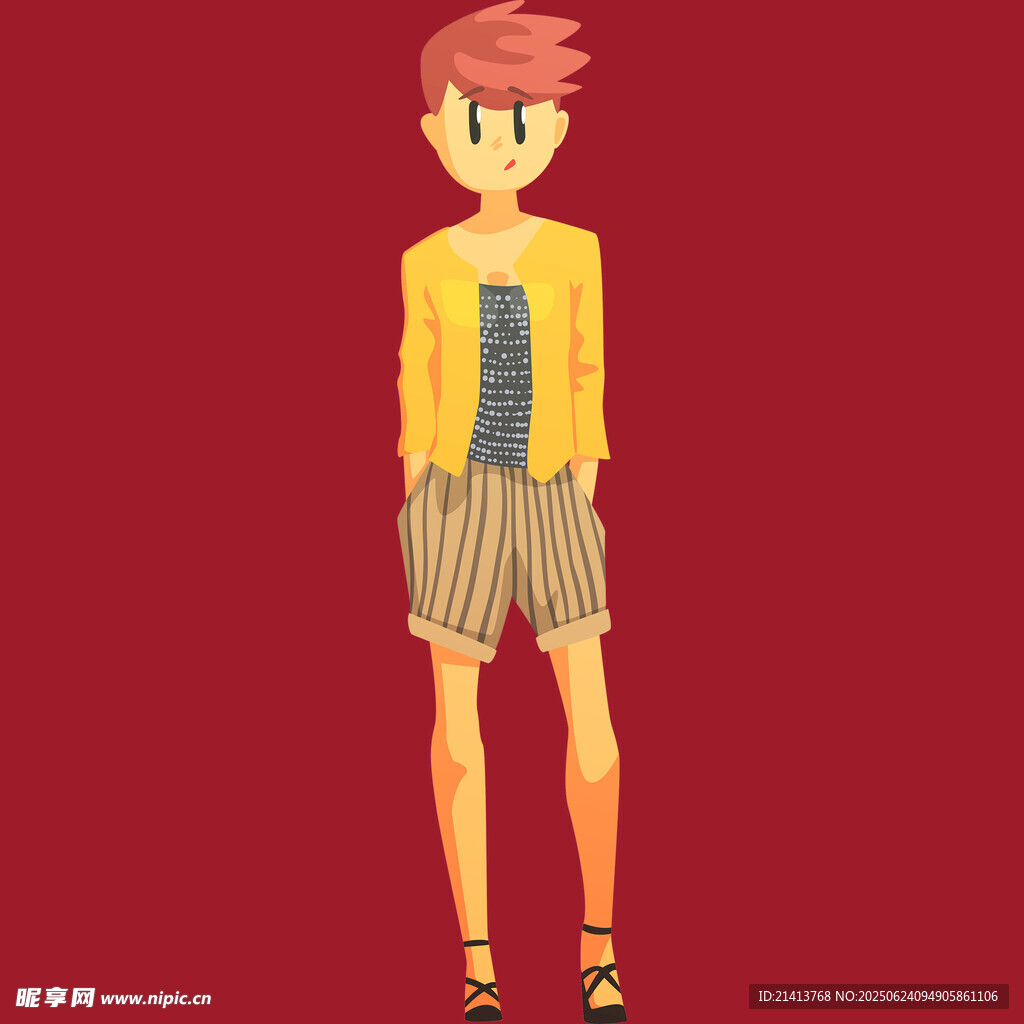 时尚短发女孩穿搭展示
