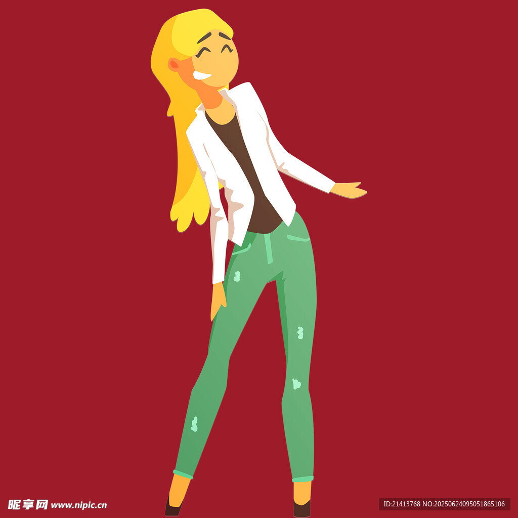 时尚金发女子的动感姿态