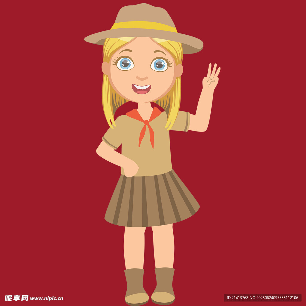 女童子军挥手致意