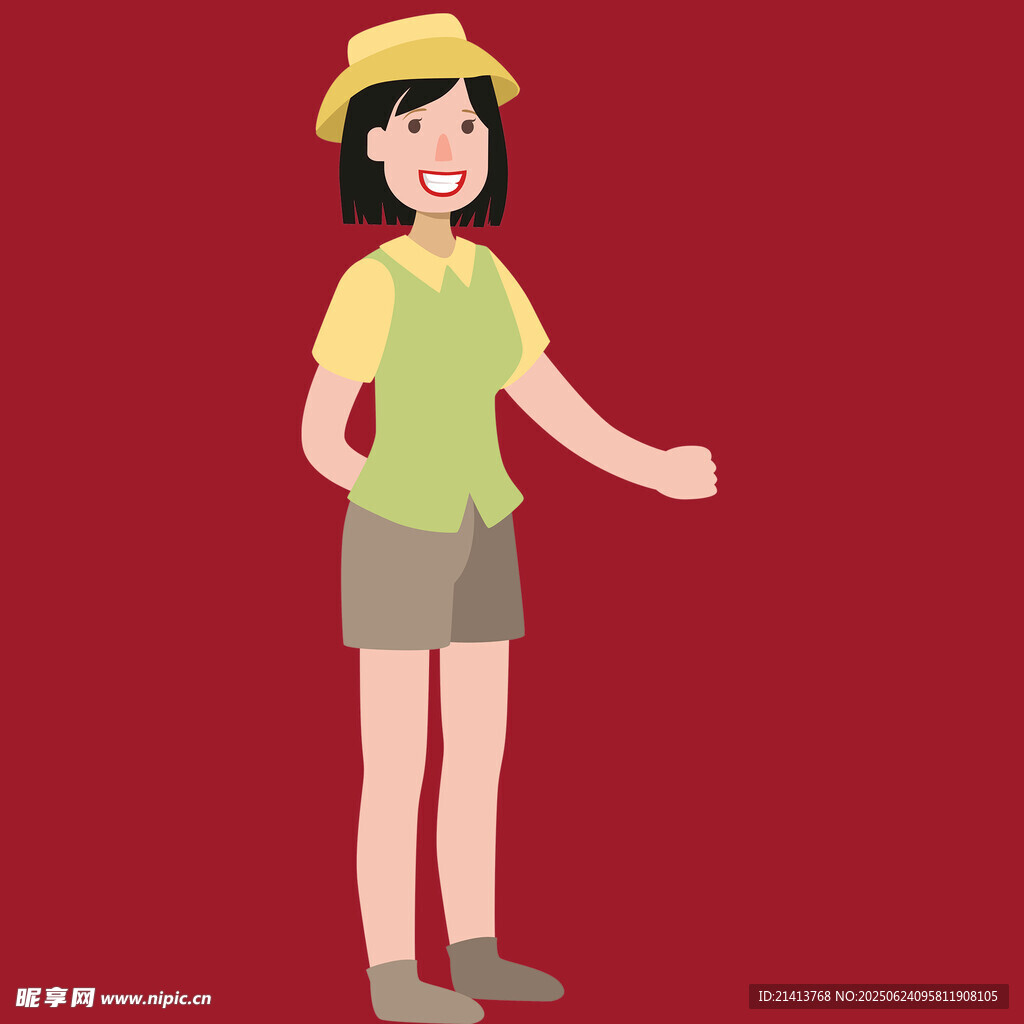 户外装扮的微笑女孩