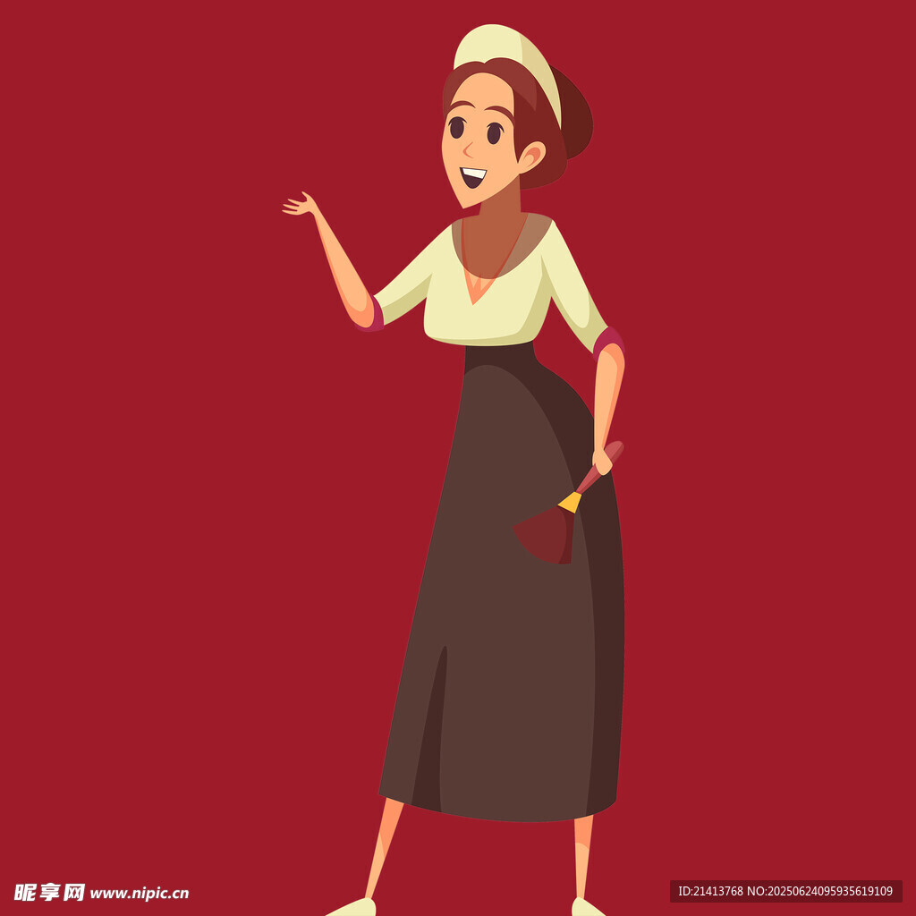 围裙女士优雅姿态展示