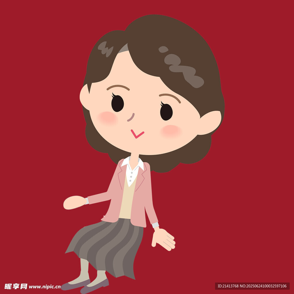可爱卡通风格的微笑女孩