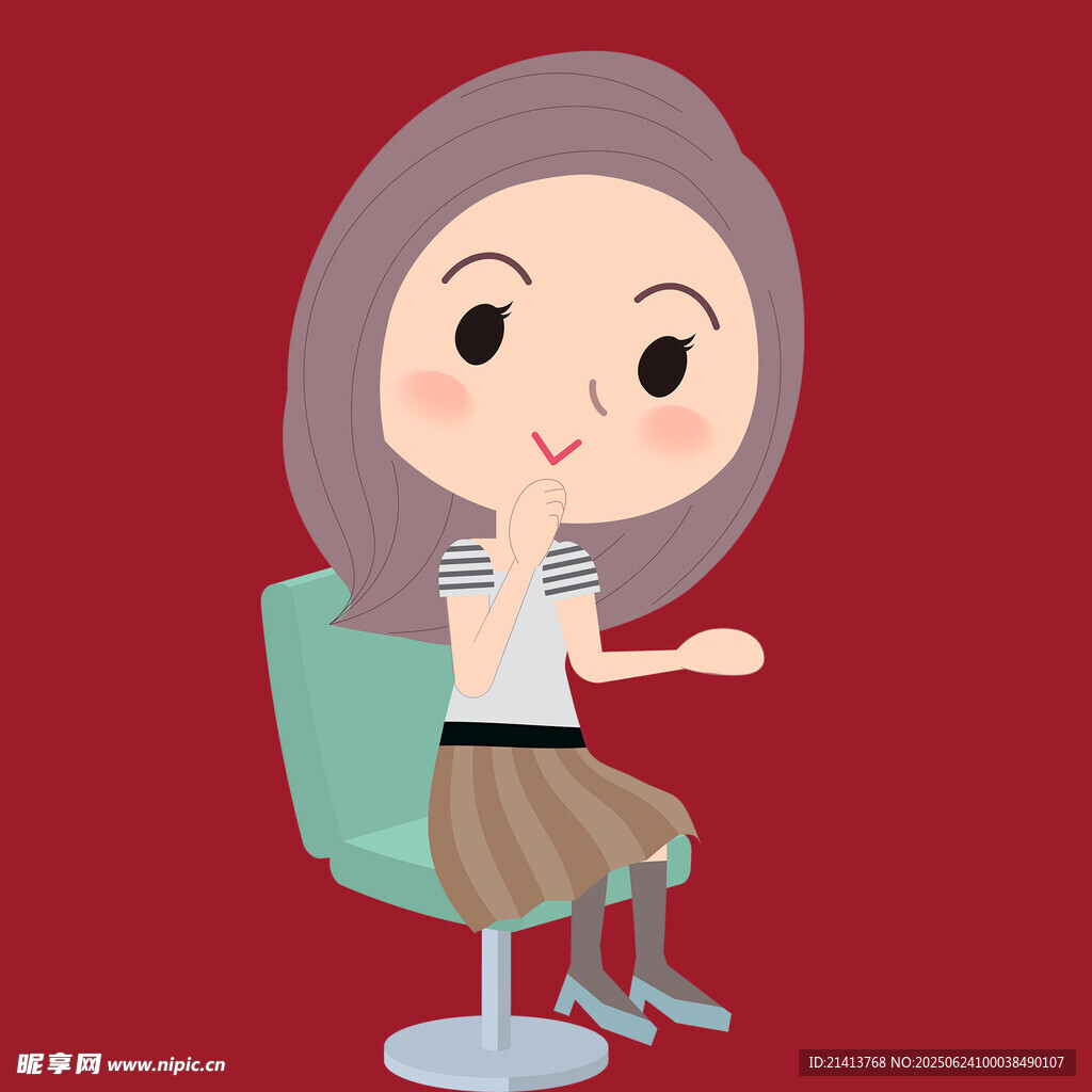 卡通女孩优雅坐姿