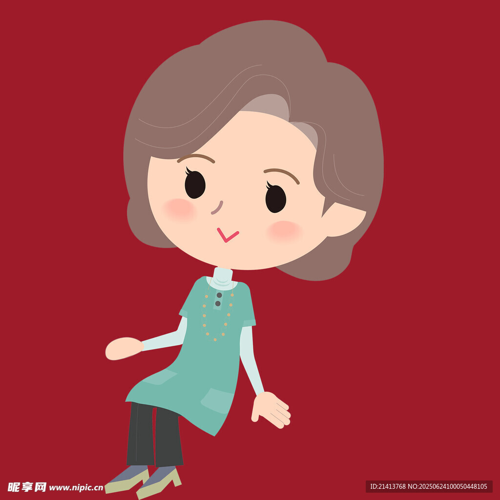 卡通风格的老年女性形象