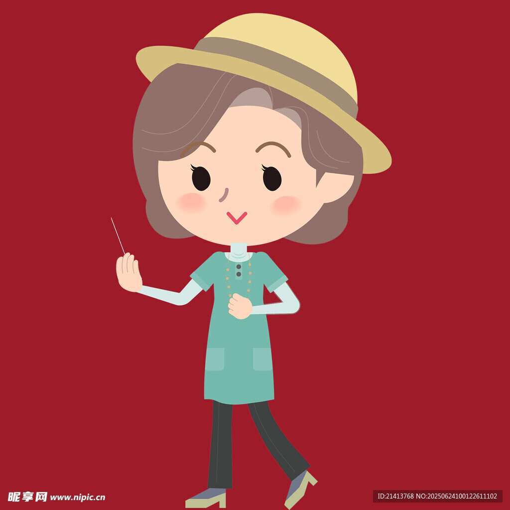 戴帽女士手持物品行走