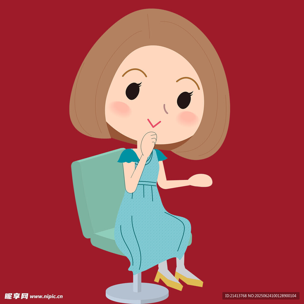 可爱女孩优雅坐于椅上