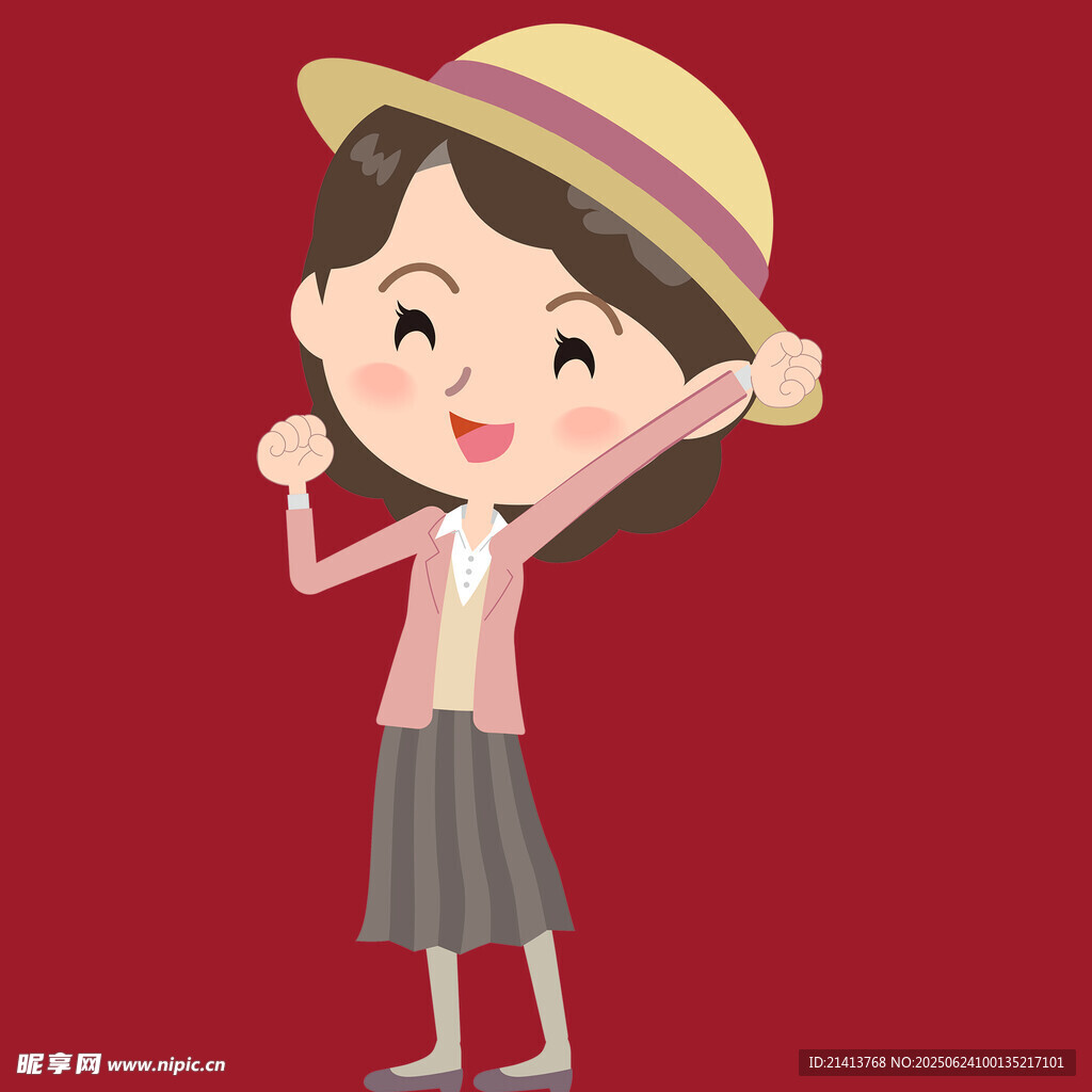戴帽微笑的可爱女孩