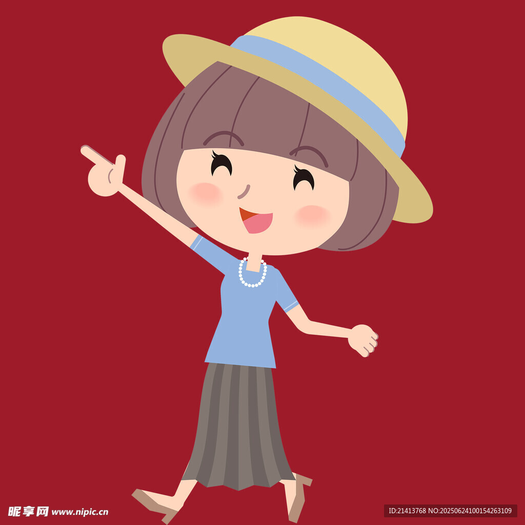 戴帽女孩欢快指路