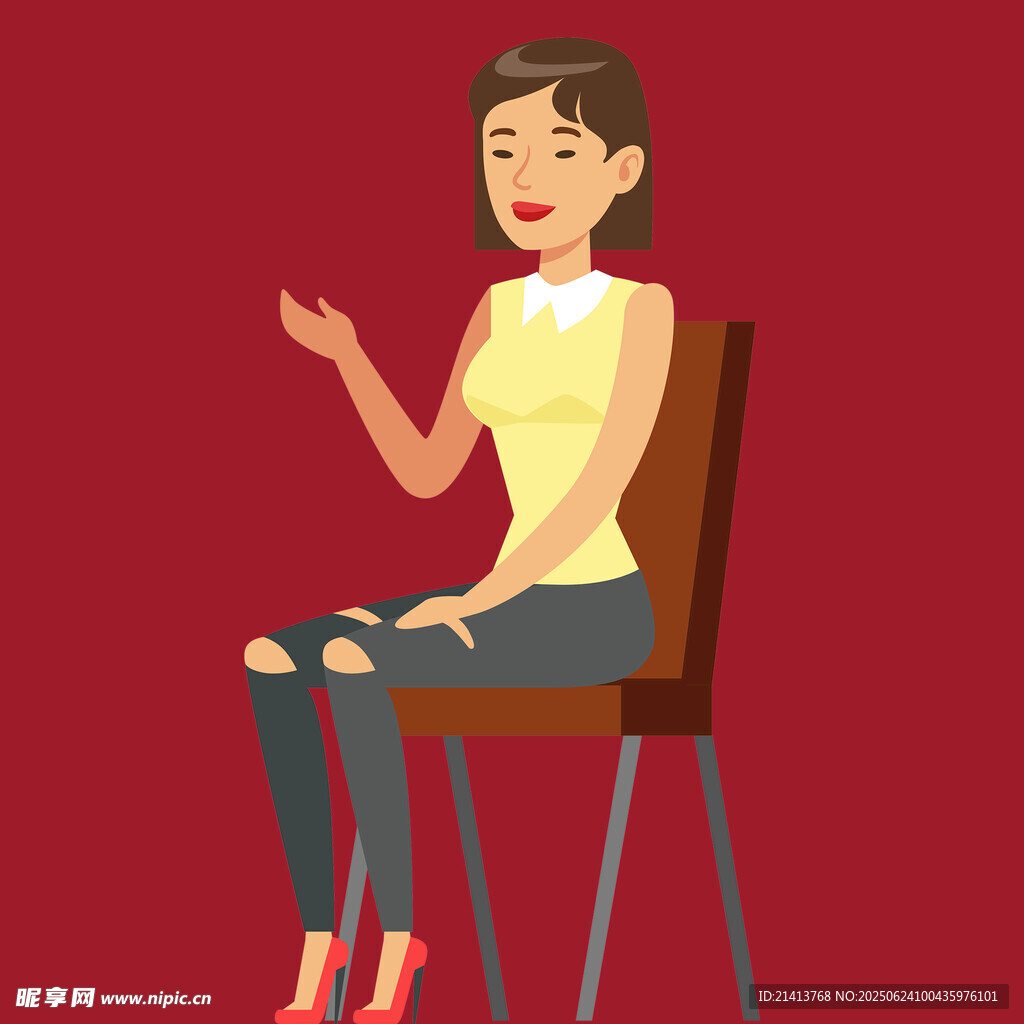 坐着的时尚休闲女性
