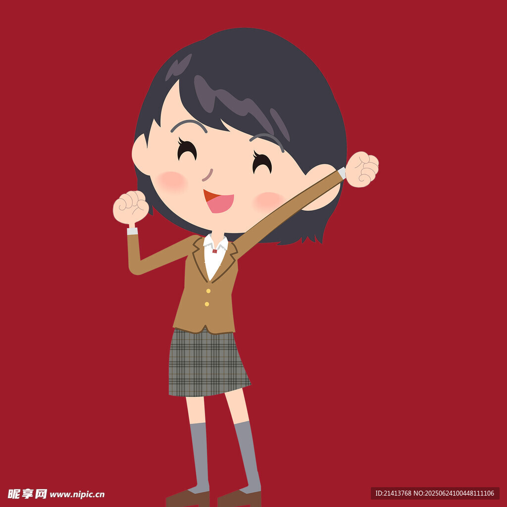 欢呼的校园女孩