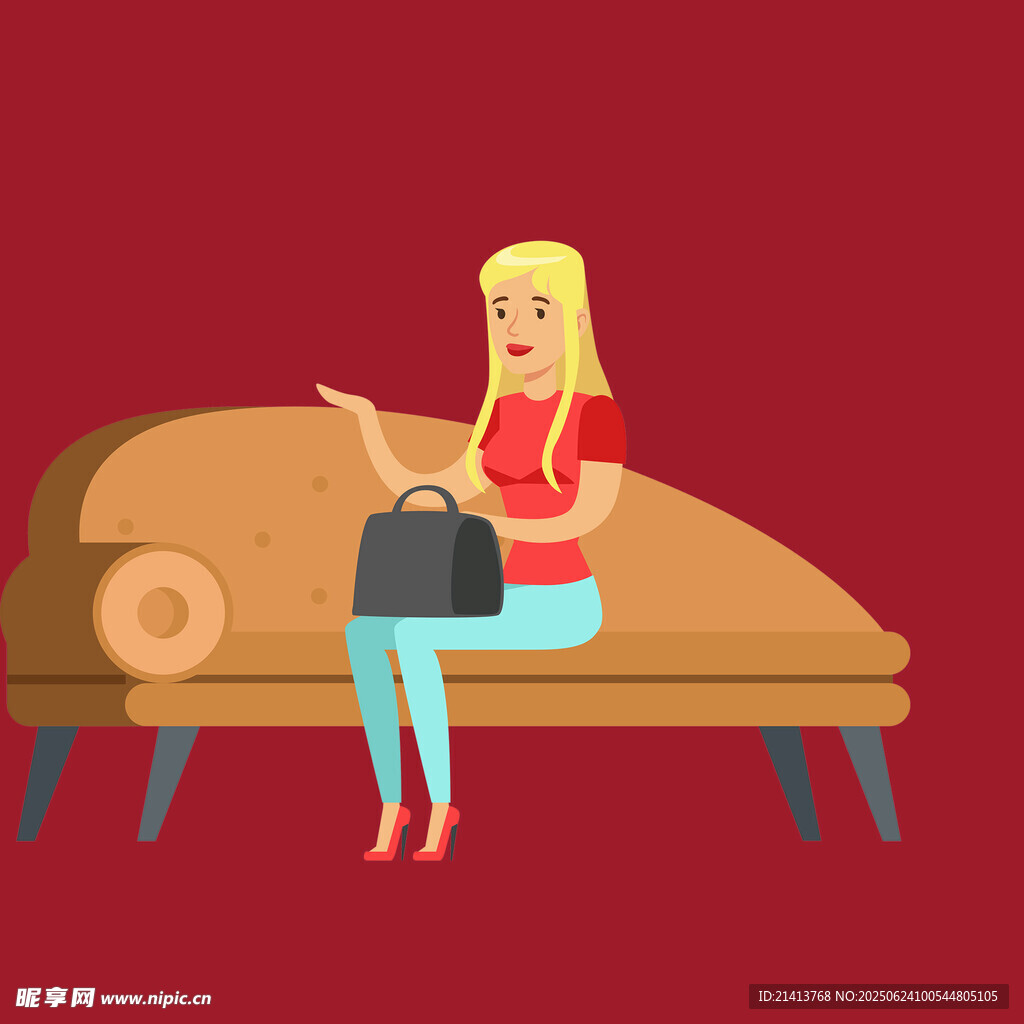 沙发上的时尚金发女子