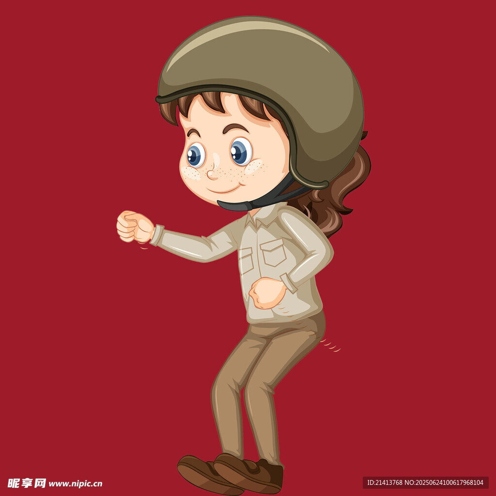 英姿飒爽的卡通女兵形象