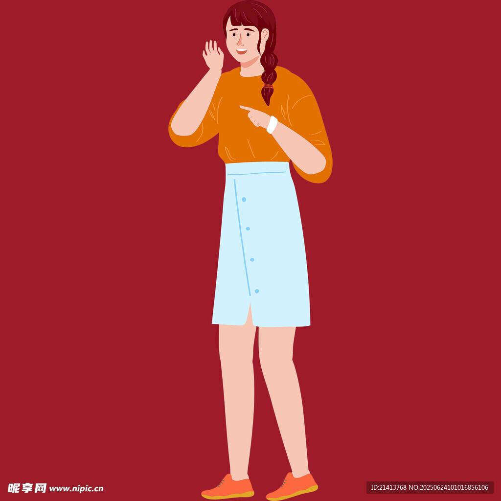 扎辫女孩打电话