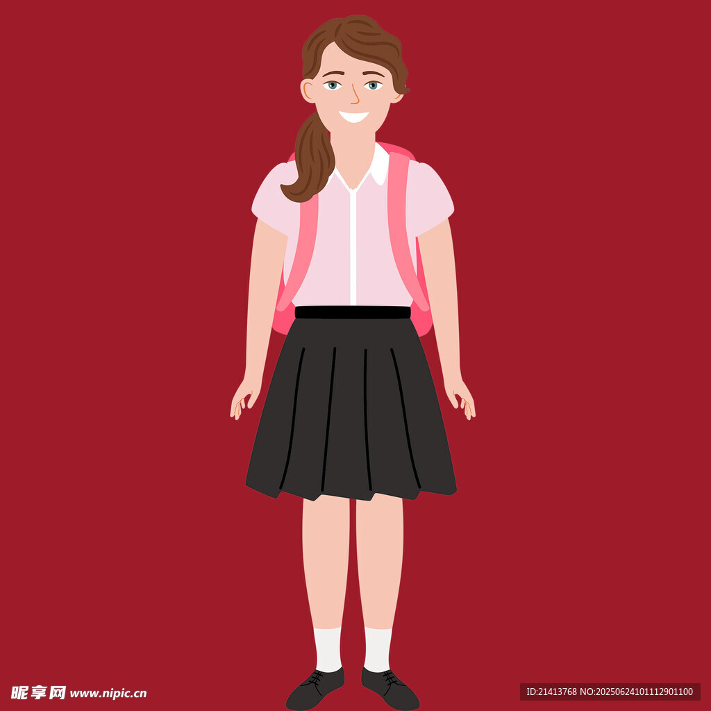穿校服背书包的女生