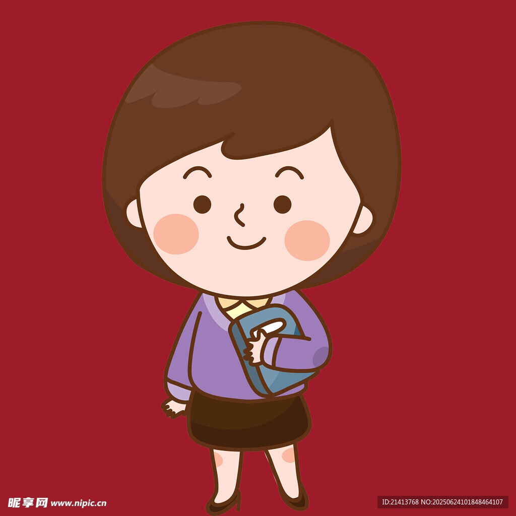 可爱卡通女孩挎包形象