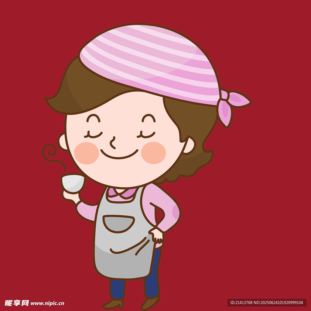 围裙女孩手持画笔作画