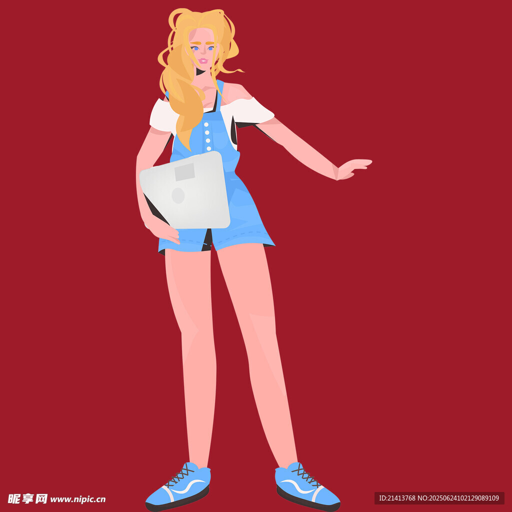 金发女子手持球姿态优雅