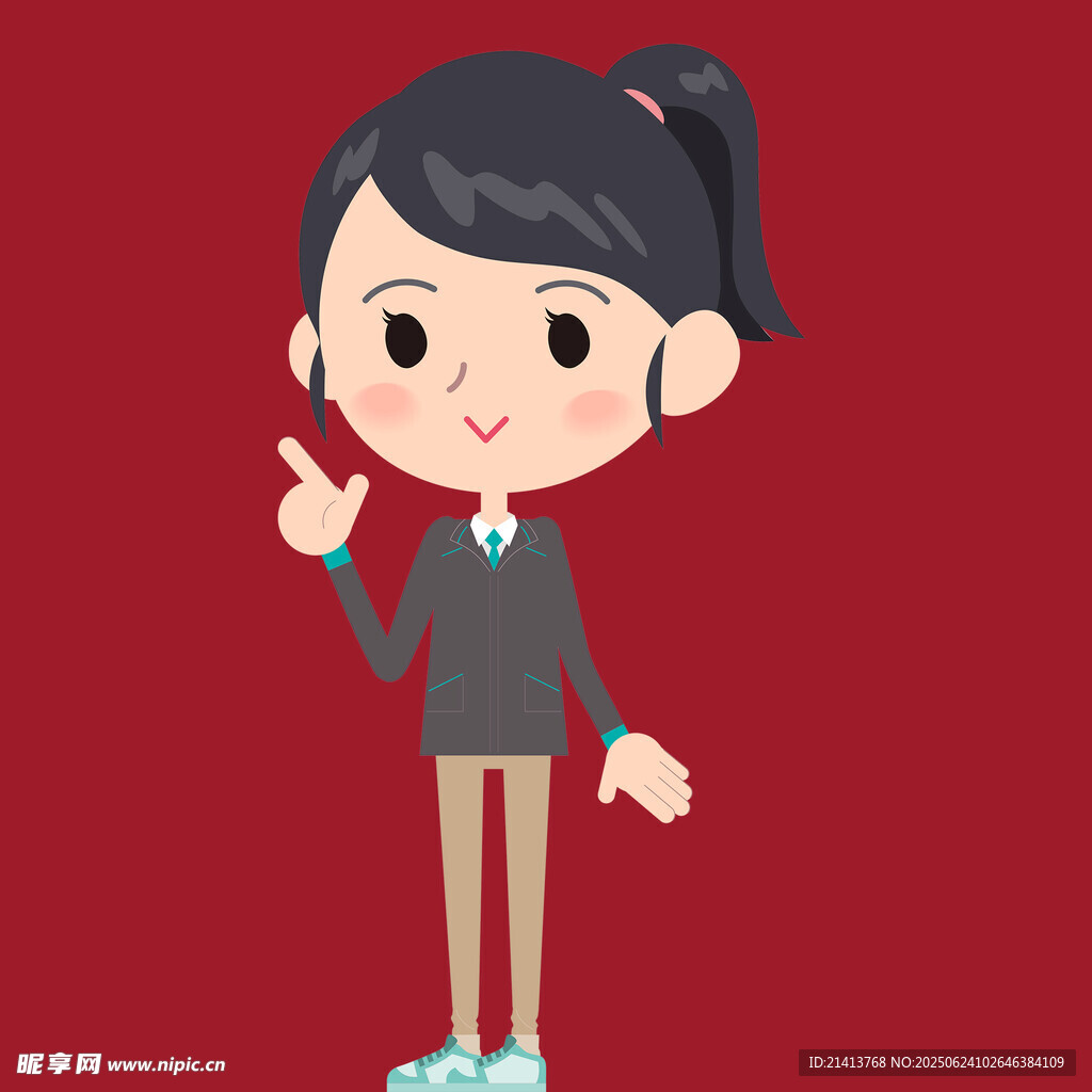 可爱女孩比耶示意