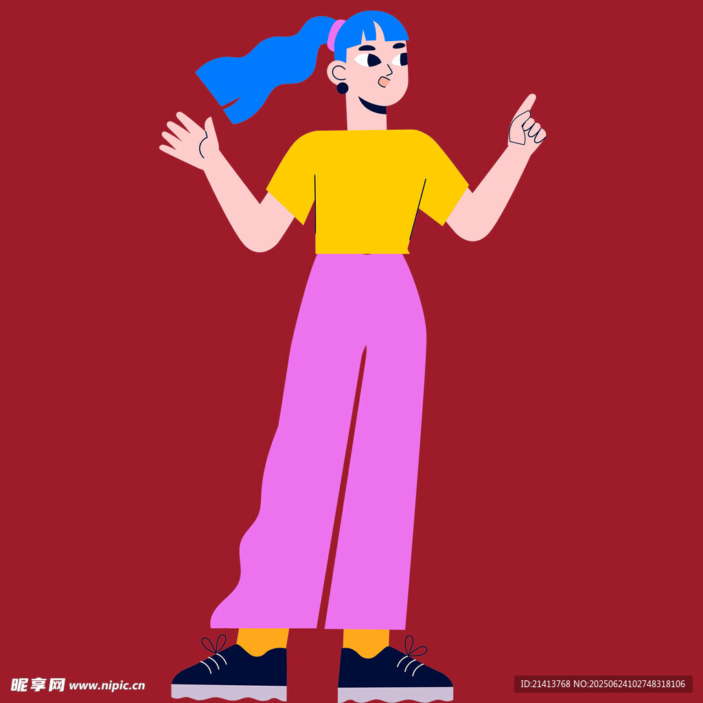 活力女孩展示欢快姿态