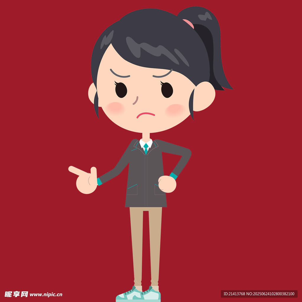 生气女孩指向前方