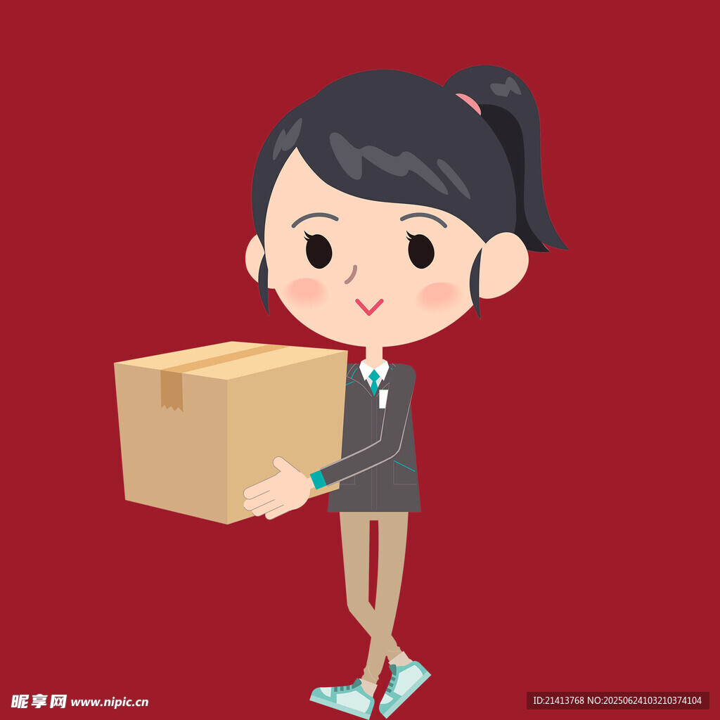 女孩手持纸箱