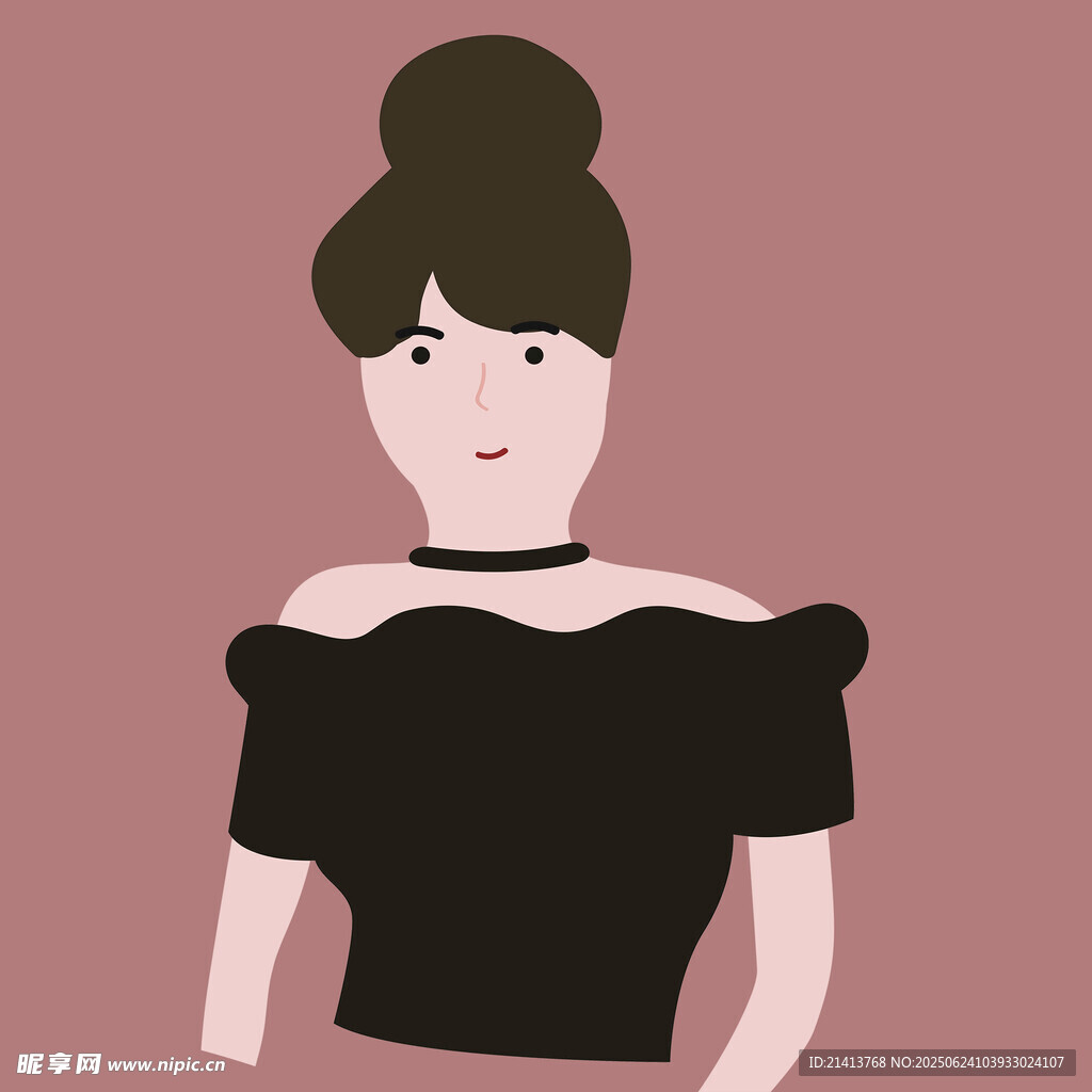 时尚露肩装女性插画