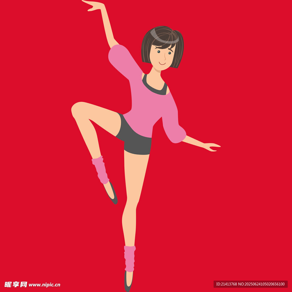 红衣女子优雅舞蹈姿态