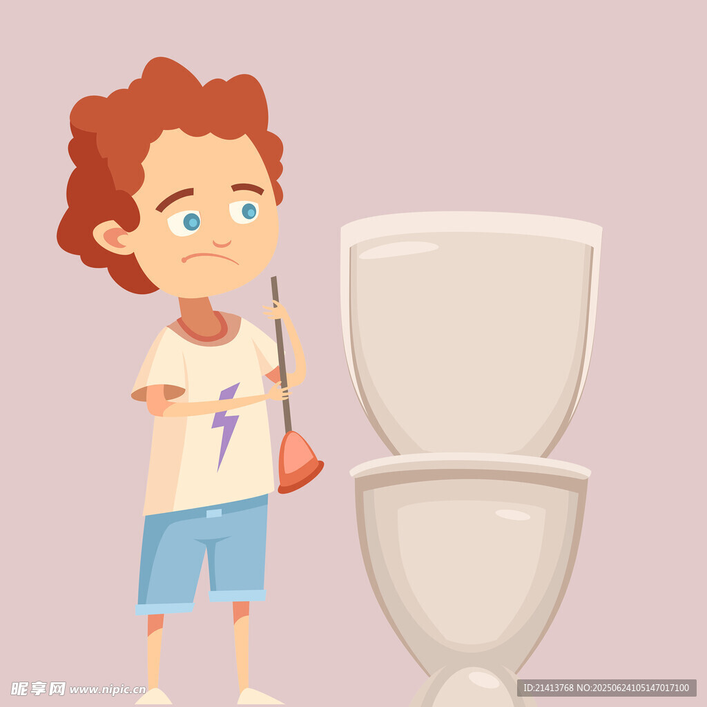 小男孩准备清洁马桶