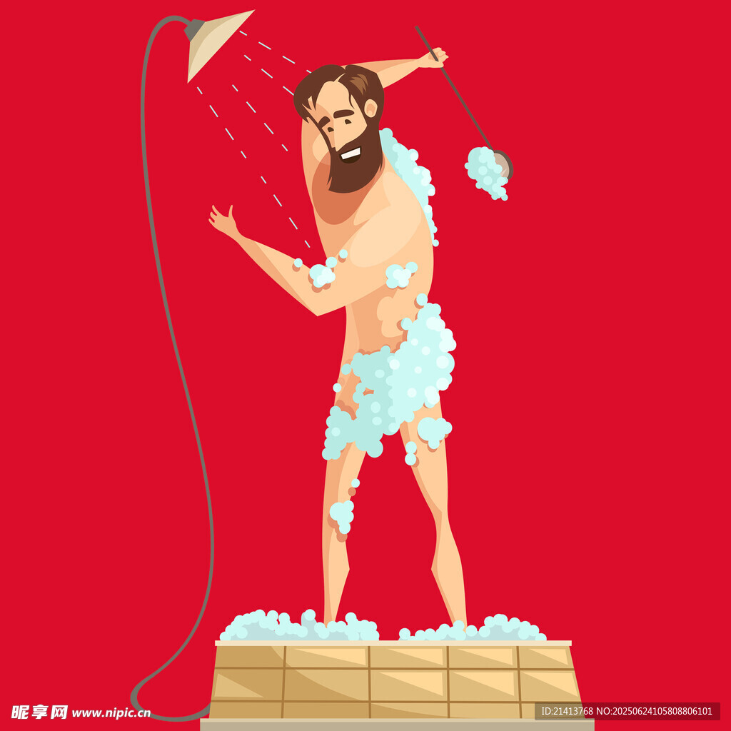 男人畅快淋浴场景