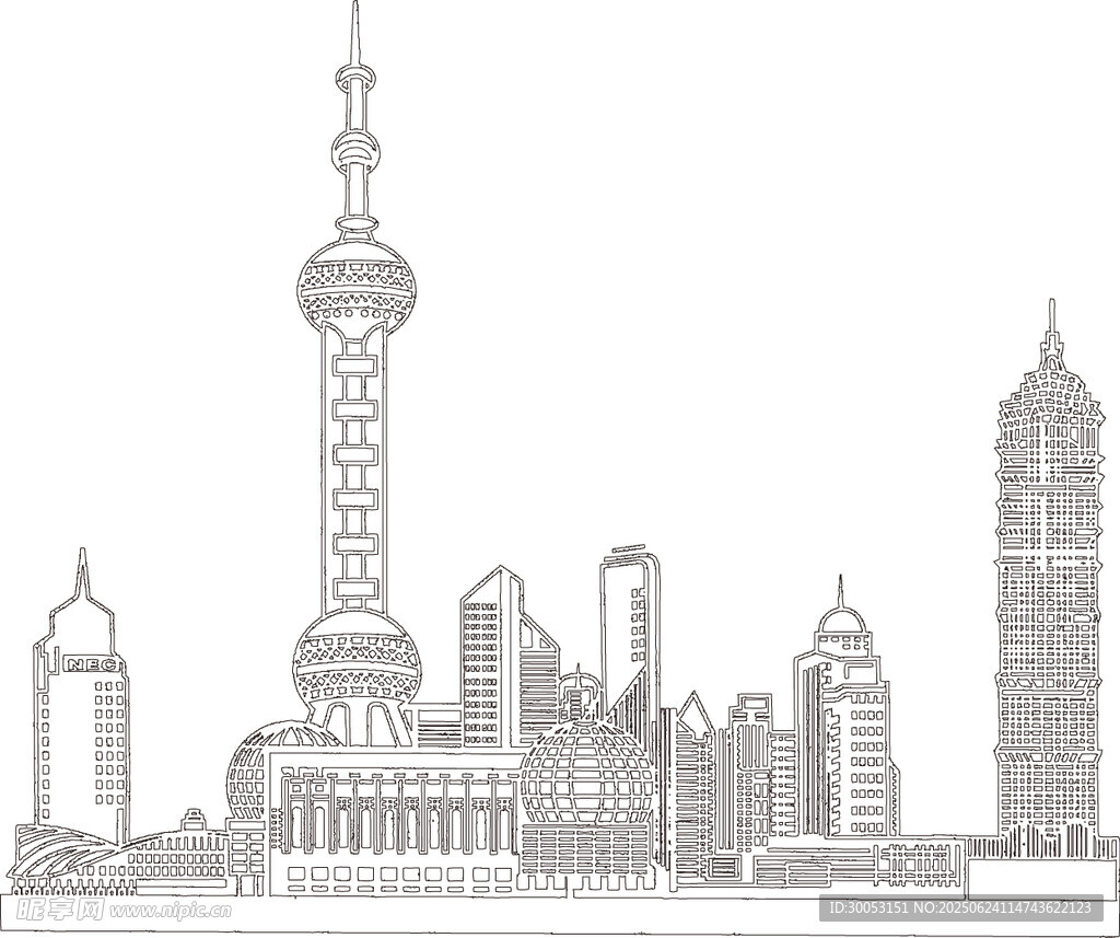 上海城市建筑线描景观