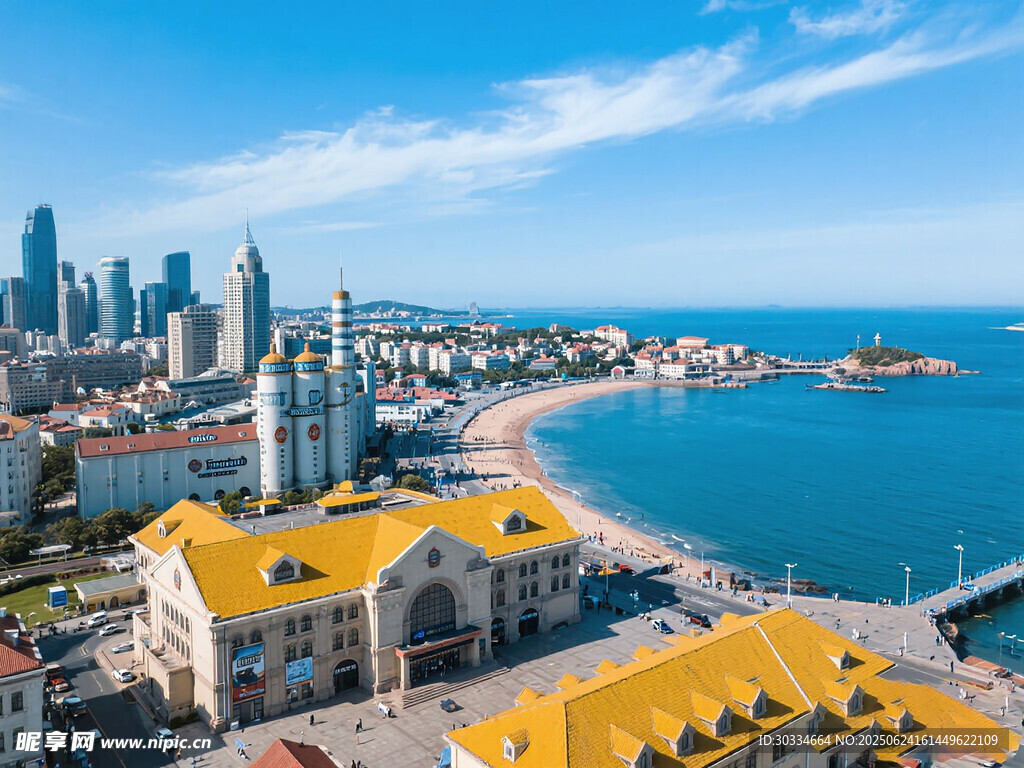 海滨城市美丽天际线景观