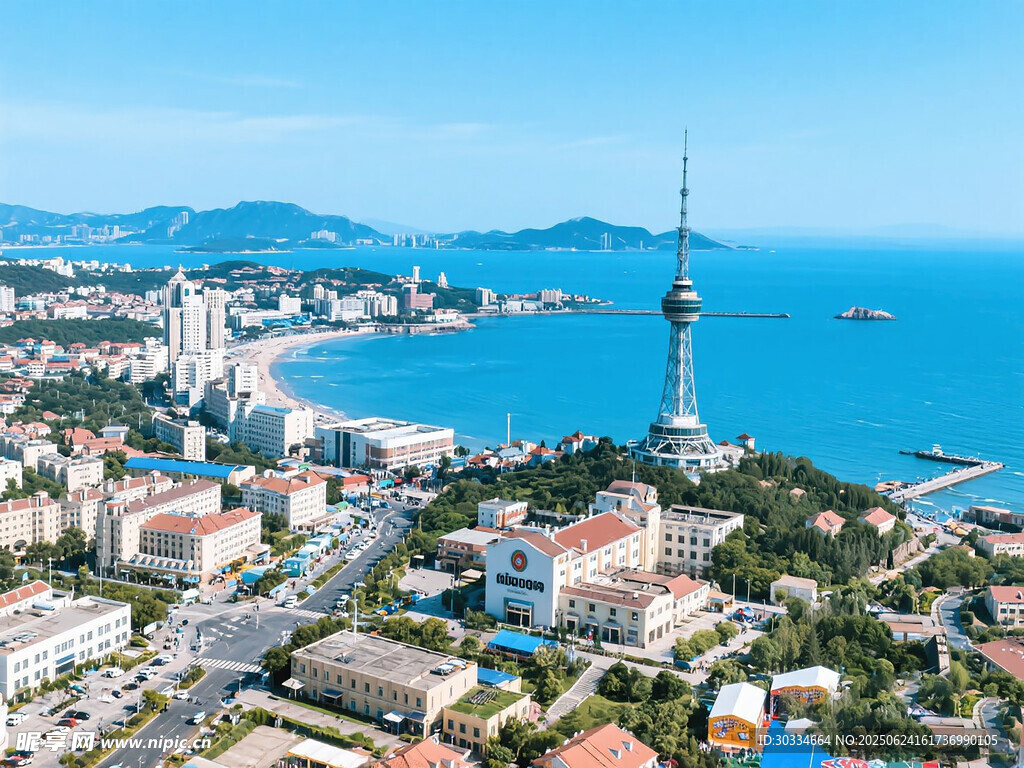 海滨城市风光俯瞰