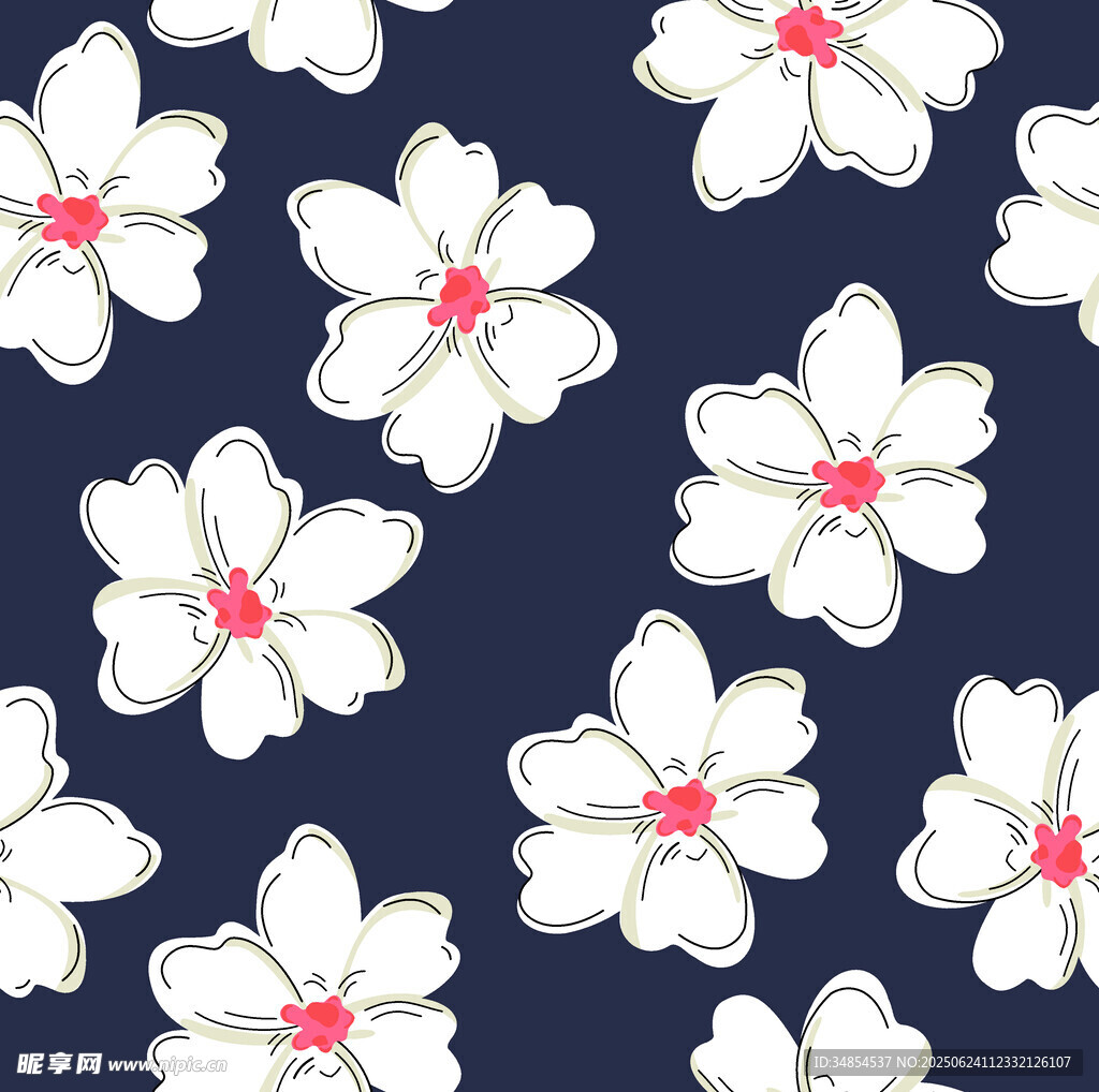 深蓝底白花图案设计