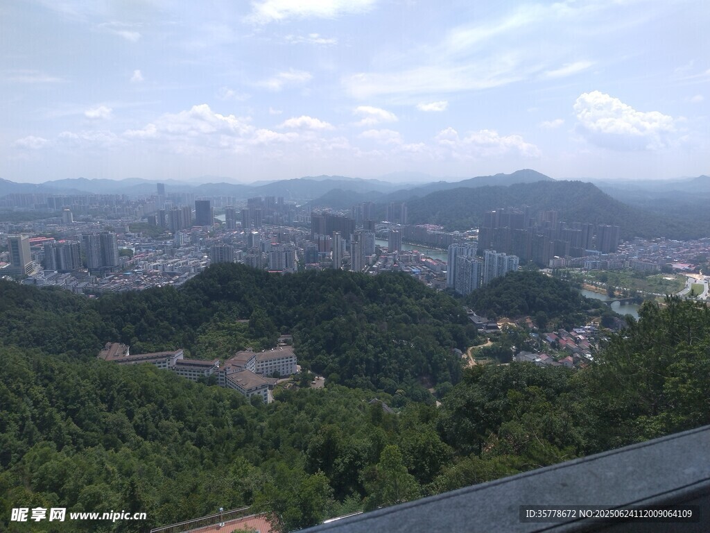 俯瞰山林与城市景观