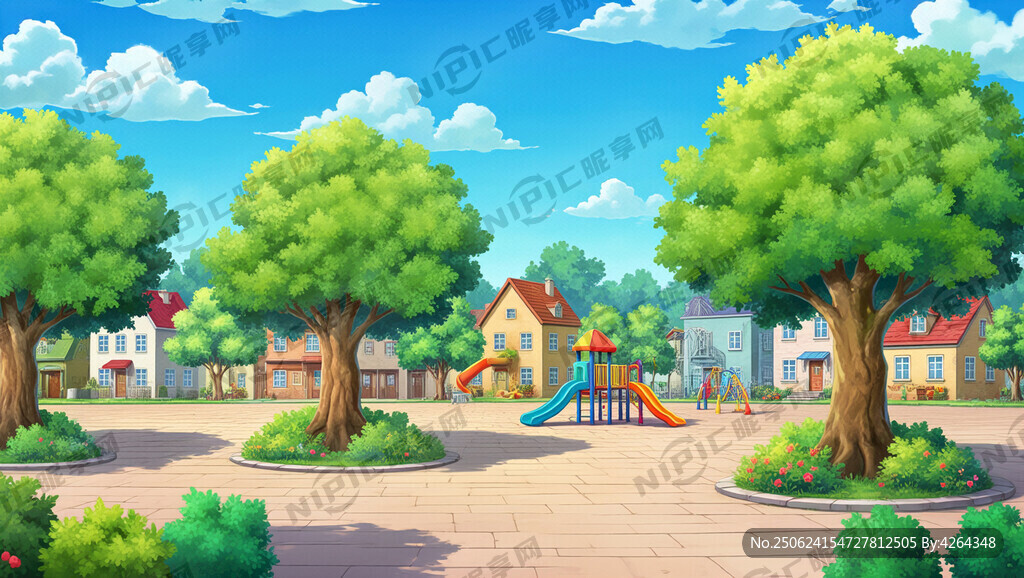 社区广场或者街道的摄影相片