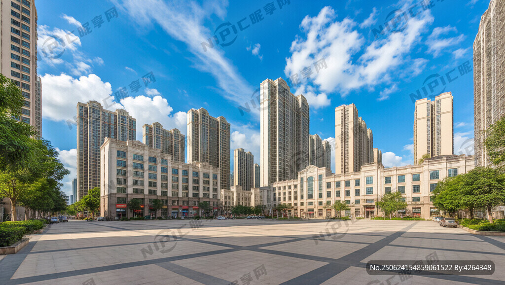 社区广场或者街道的摄影相片