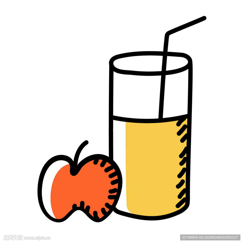 苹果汁与苹果插画