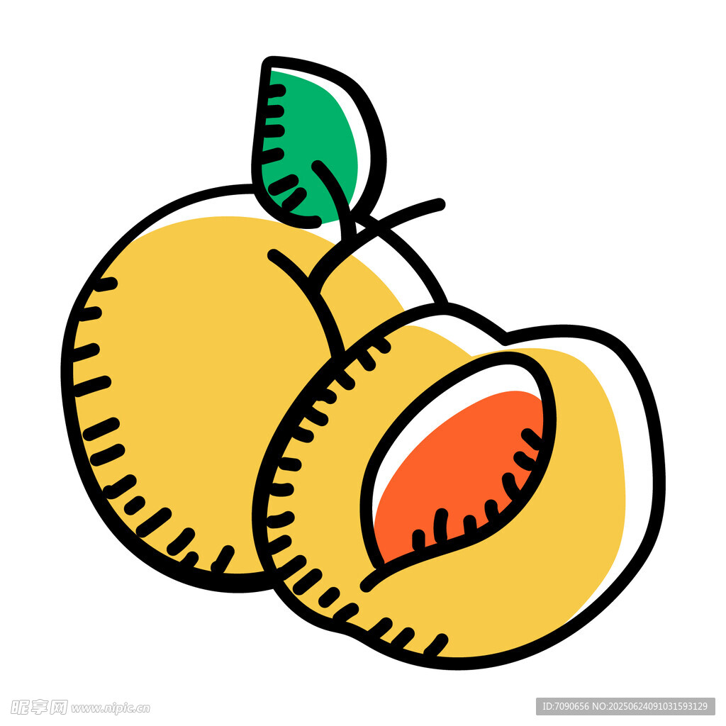 手绘黄桃插画