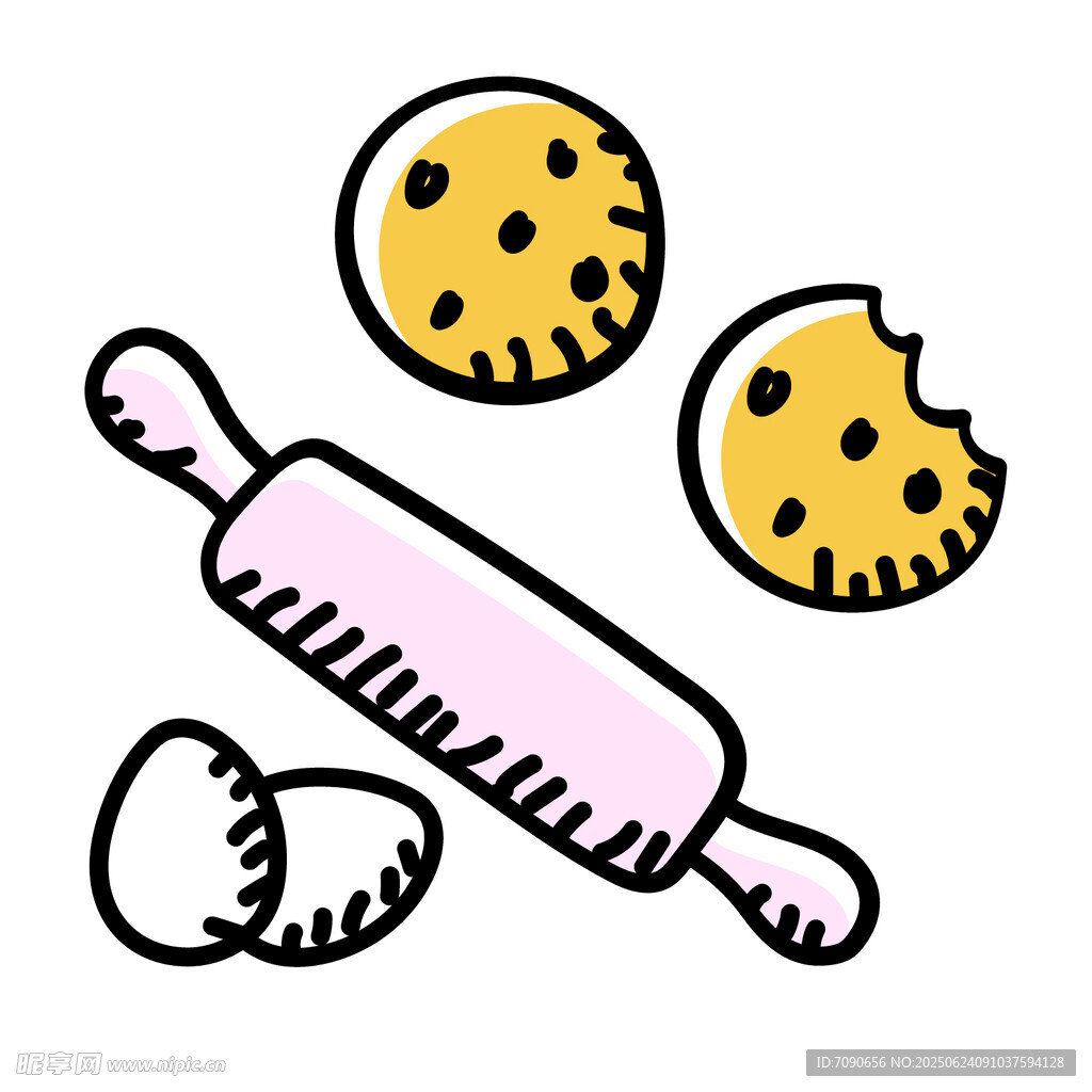 擀面杖与美味饼干插画