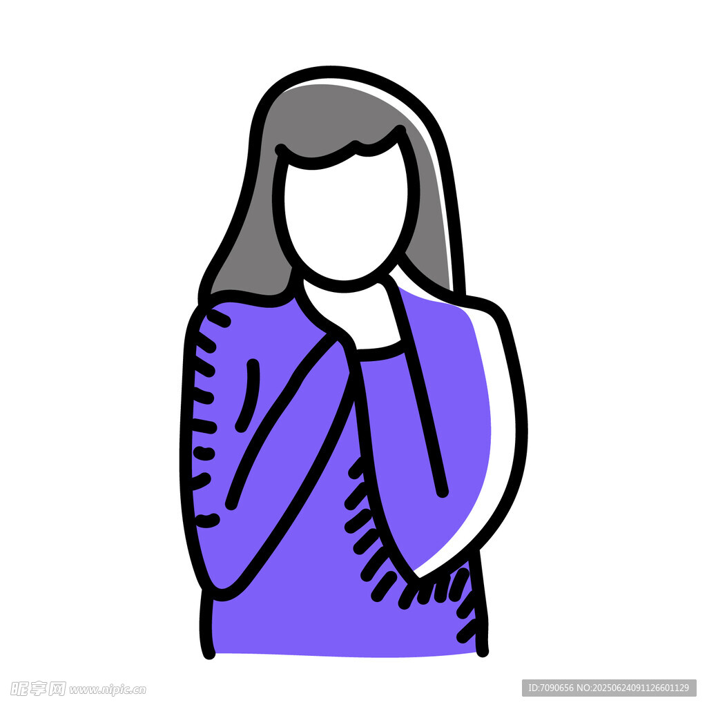 紫色着装女性双手交叉形象