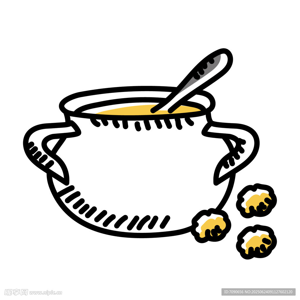 手绘汤锅与食材