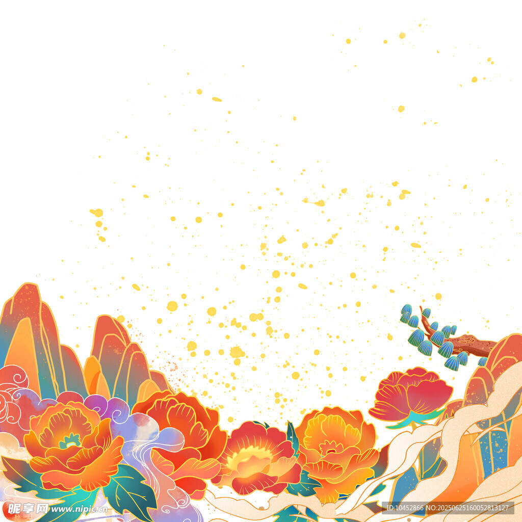 手绘国潮花