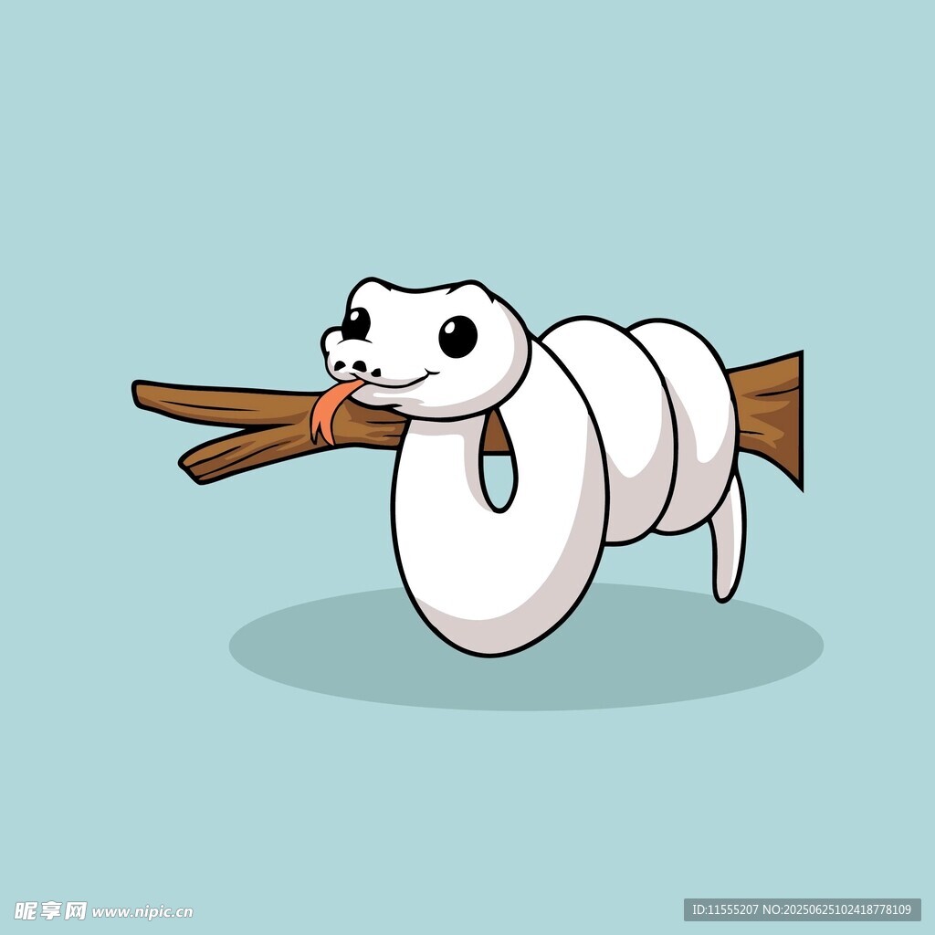可爱白蛇衔木棍