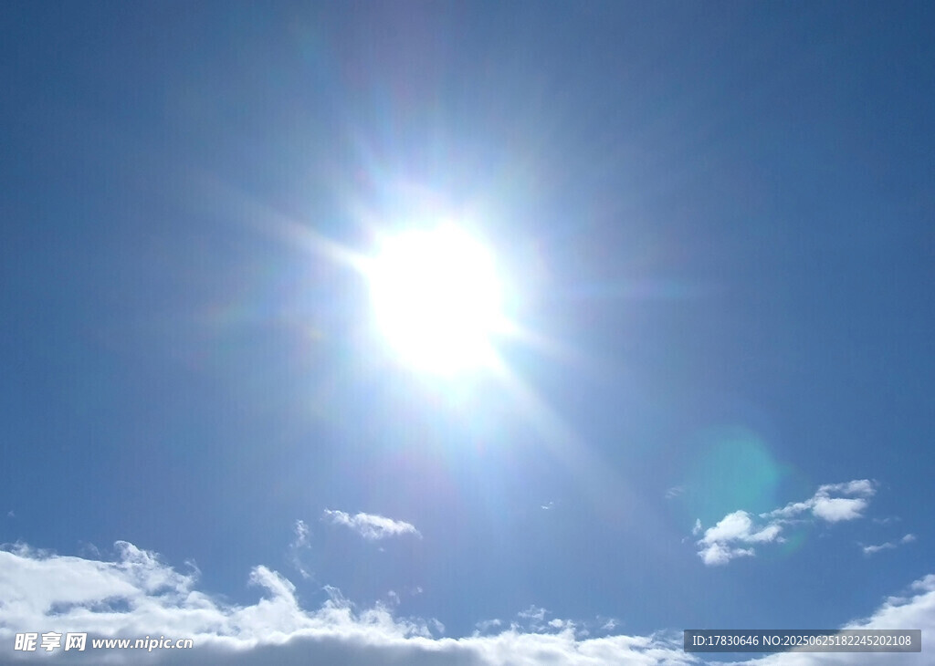 晴朗天空中的耀眼太阳