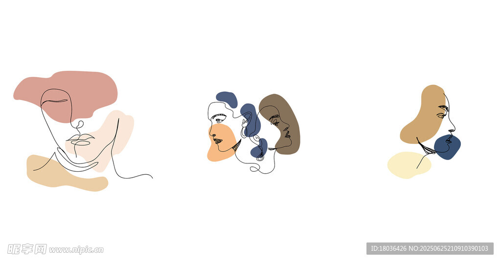 面部美学手绘图女性面容png