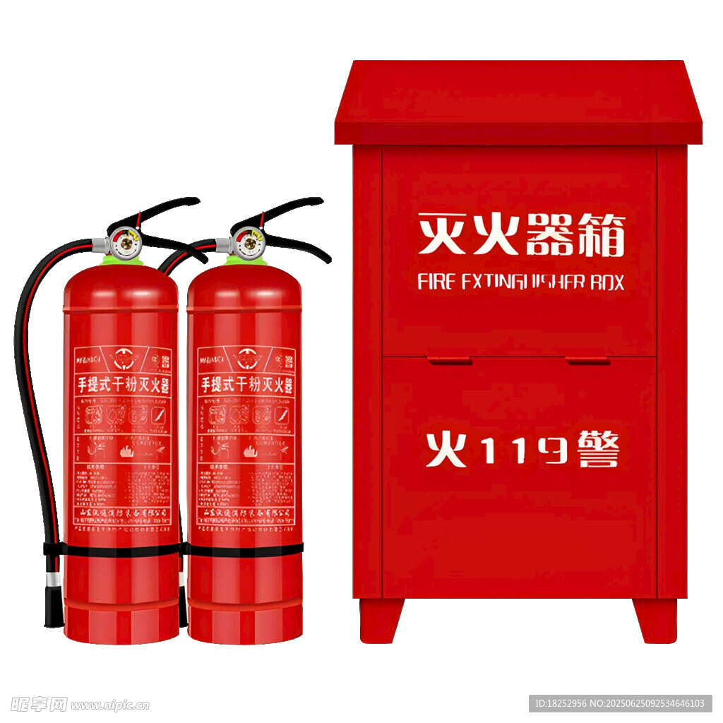 红色灭火器及灭火器箱