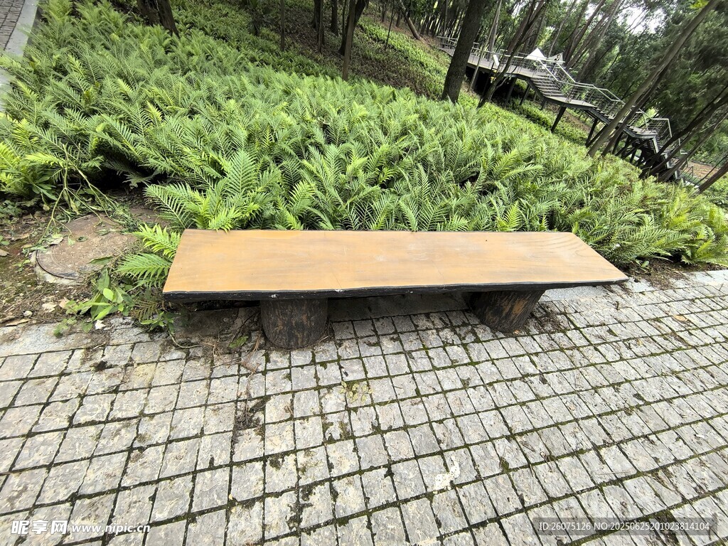 户外木质长椅