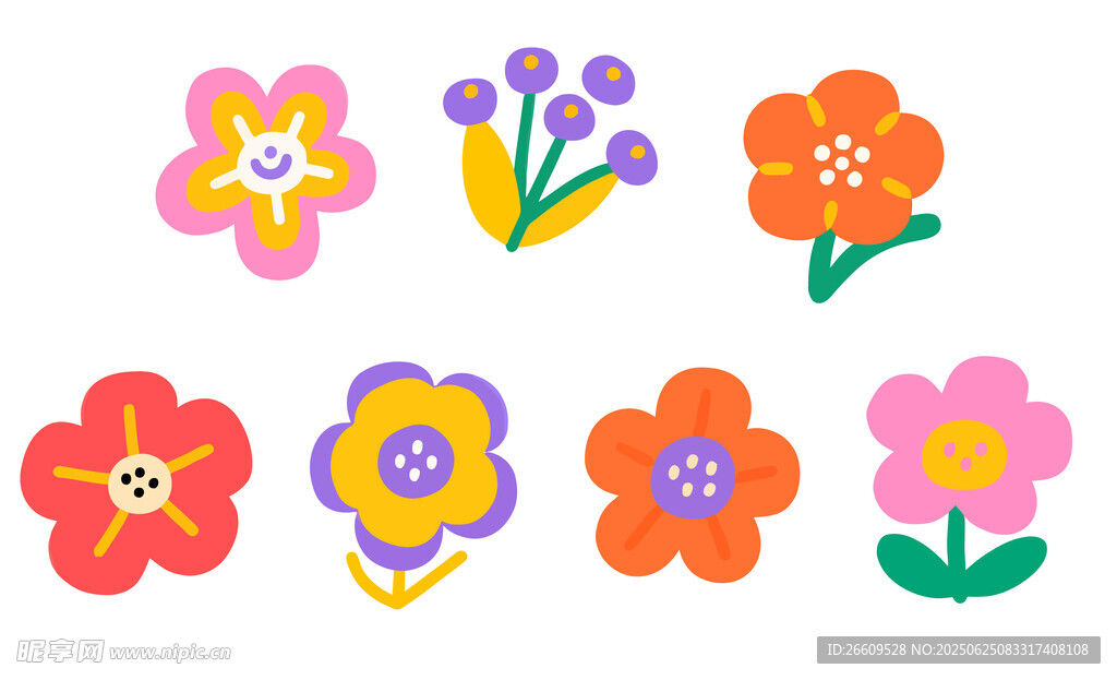 多彩手绘花朵