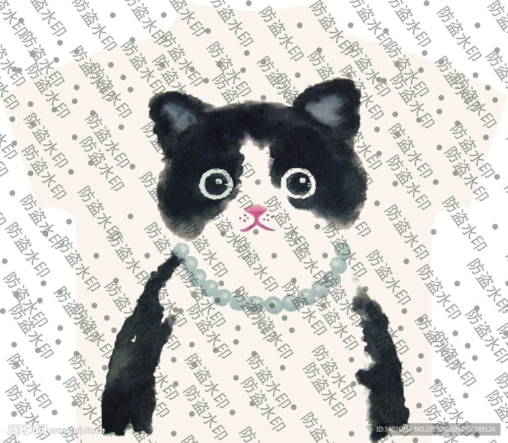 黑白猫咪插画